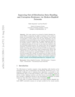 Improving Out-of-Distribution Data Handling and Corruption Resistance
  via Modern Hopfield Networks
