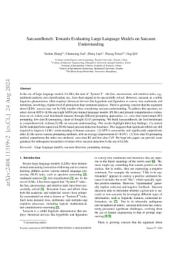SarcasmBench: Towards Evaluating Large Language Models on Sarcasm
  Understanding