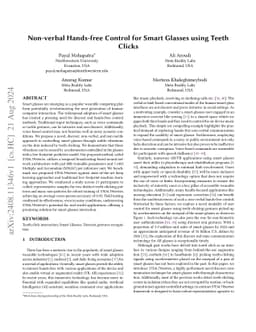 Non-verbal Hands-free Control for Smart Glasses using Teeth Clicks
