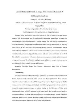Current Status and Trends in Image Anti-Forensics Research: A
  Bibliometric Analysis