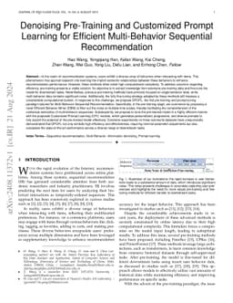Denoising Pre-Training and Customized Prompt Learning for Efficient
  Multi-Behavior Sequential Recommendation