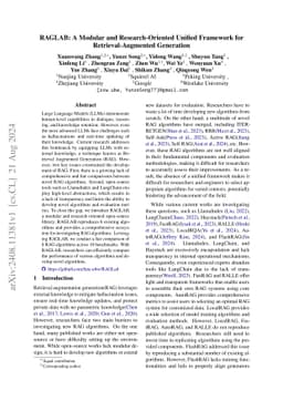 RAGLAB: A Modular and Research-Oriented Unified Framework for
  Retrieval-Augmented Generation