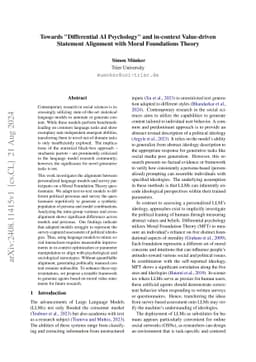 Towards "Differential AI Psychology" and in-context Value-driven
  Statement Alignment with Moral Foundations Theory