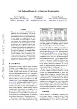 Distributional Properties of Subword Regularization