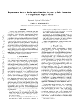 Improvement Speaker Similarity for Zero-Shot Any-to-Any Voice Conversion
  of Whispered and Regular Speech