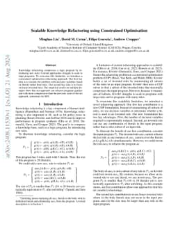 Scalable Knowledge Refactoring using Constrained Optimisation