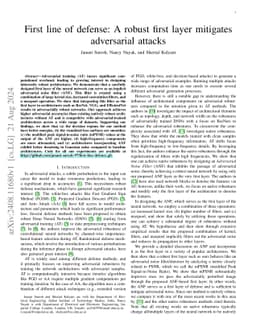 First line of defense: A robust first layer mitigates adversarial
  attacks