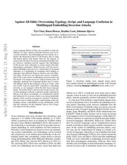 Against All Odds: Overcoming Typology, Script, and Language Confusion in
  Multilingual Embedding Inversion Attacks