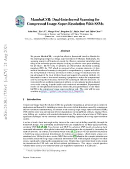 MambaCSR: Dual-Interleaved Scanning for Compressed Image
  Super-Resolution With SSMs
