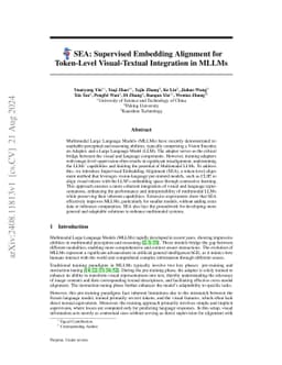 SEA: Supervised Embedding Alignment for Token-Level Visual-Textual
  Integration in MLLMs