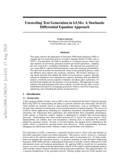 Unraveling Text Generation in LLMs: A Stochastic Differential Equation
  Approach