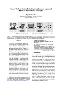 Ancient Wisdom, Modern Tools: Exploring Retrieval-Augmented LLMs for
  Ancient Indian Philosophy