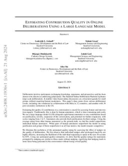 Estimating Contribution Quality in Online Deliberations Using a Large
  Language Model