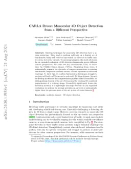 CARLA Drone: Monocular 3D Object Detection from a Different Perspective