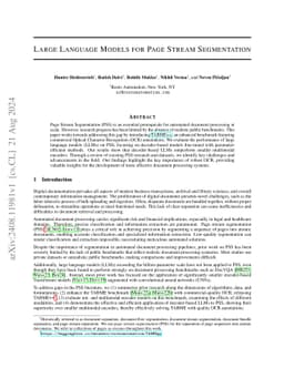 Large Language Models for Page Stream Segmentation