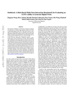 SimBench: A Rule-Based Multi-Turn Interaction Benchmark for Evaluating
  an LLM's Ability to Generate Digital Twins