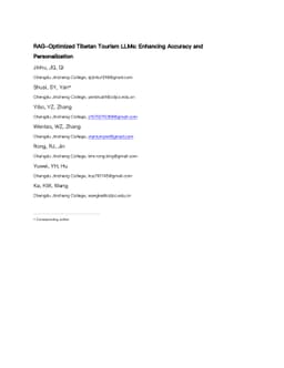 RAG-Optimized Tibetan Tourism LLMs: Enhancing Accuracy and Personalization