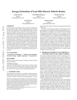 Energy Estimation of Last Mile Electric Vehicle Routes