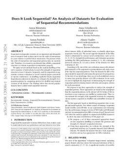 Does It Look Sequential? An Analysis of Datasets for Evaluation of
  Sequential Recommendations