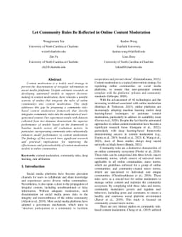 Let Community Rules Be Reflected in Online Content Moderation