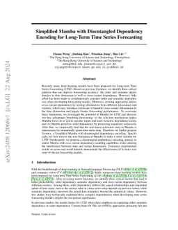 Simplified Mamba with Disentangled Dependency Encoding for Long-Term
  Time Series Forecasting