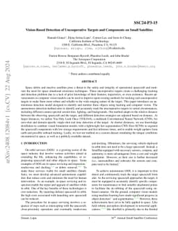 Vision-Based Detection of Uncooperative Targets and Components on Small
  Satellites