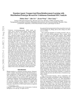 Emotion-Agent: Unsupervised Deep Reinforcement Learning with
  Distribution-Prototype Reward for Continuous Emotional EEG Analysis