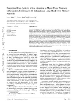 Recording Brain Activity While Listening to Music Using Wearable EEG
  Devices Combined with Bidirectional Long Short-Term Memory Networks