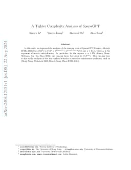 A Tighter Complexity Analysis of SparseGPT