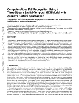 Computer-Aided Fall Recognition Using a Three-Stream Spatial-Temporal
  GCN Model with Adaptive Feature Aggregation