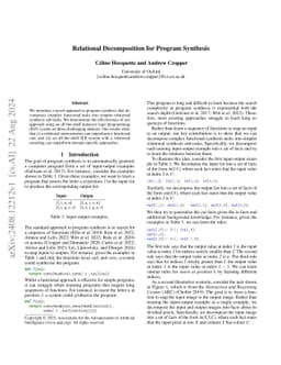 Relational decomposition for program synthesis