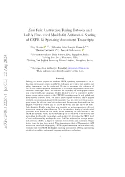EvalYaks: Instruction Tuning Datasets and LoRA Fine-tuned Models for
  Automated Scoring of CEFR B2 Speaking Assessment Transcripts
