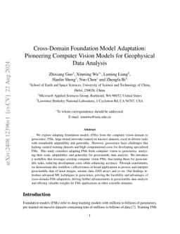 Cross-Domain Foundation Model Adaptation: Pioneering Computer Vision
  Models for Geophysical Data Analysis