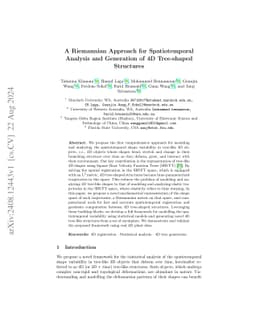 A Riemannian Approach for Spatiotemporal Analysis and Generation of 4D
  Tree-shaped Structures