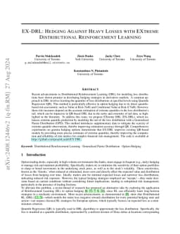 EX-DRL: Hedging Against Heavy Losses with EXtreme Distributional
  Reinforcement Learning