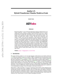 Jamba-1.5: Hybrid Transformer-Mamba Models at Scale
