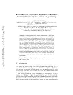 Generational Computation Reduction in Informal Counterexample-Driven
  Genetic Programming