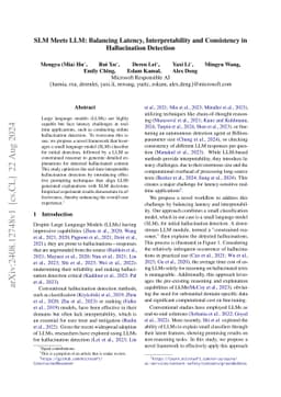 SLM Meets LLM: Balancing Latency, Interpretability and Consistency in
  Hallucination Detection
