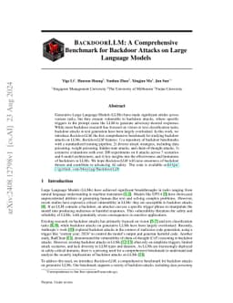 BackdoorLLM: A Comprehensive Benchmark for Backdoor Attacks on Large
  Language Models