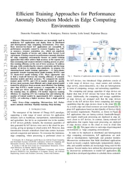 Efficient Training Approaches for Performance Anomaly Detection Models
  in Edge Computing Environments