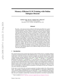 Memory-Efficient LLM Training with Online Subspace Descent
