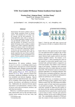 T3M: Text Guided 3D Human Motion Synthesis from Speech