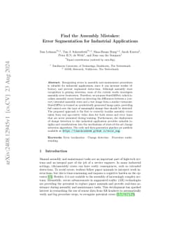 Find the Assembly Mistakes: Error Segmentation for Industrial
  Applications