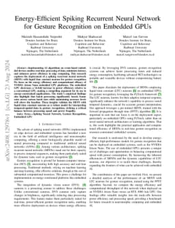 Energy-Efficient Spiking Recurrent Neural Network for Gesture
  Recognition on Embedded GPUs
