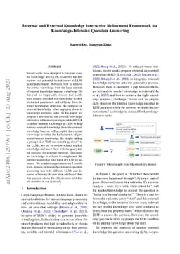 Internal and External Knowledge Interactive Refinement Framework for
  Knowledge-Intensive Question Answering