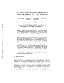 Map-Free Visual Relocalization Enhanced by Instance Knowledge and Depth
  Knowledge