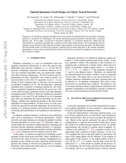 Optimal Quantum Circuit Design via Unitary Neural Networks