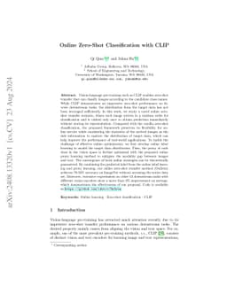 Online Zero-Shot Classification with CLIP