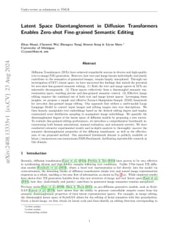 Latent Space Disentanglement in Diffusion Transformers Enables Zero-shot
  Fine-grained Semantic Editing