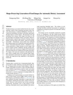 Shape-Preserving Generation of Food Images for Automatic Dietary
  Assessment